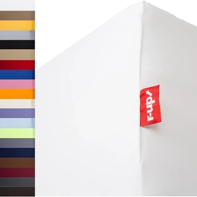 Image of r up Best Fitted Sheet 90 x 200 100 220 to 35 cm High Many Colours 95% Cotton / 5% Elastane 230 g/m² Oeko Tex Stress Also for Mattresses (White)