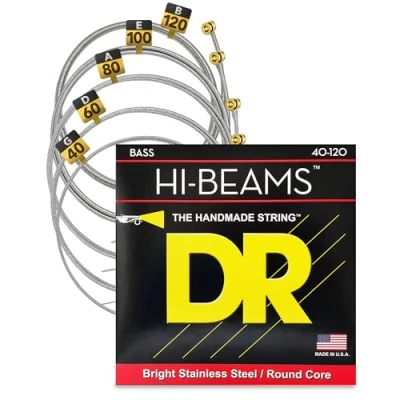 Image of DR LR5 40 Strings HI BEAM™ Stainless Steel Bass Strings: 5 String Light 120