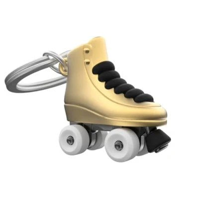 Image of O meta[l]morphose METALMORPHOSE Gold Roller Skates Keyring Passion Sport Skating Gift for Men and Women, gold, One Size