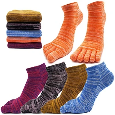 Image of MOAMUN 5 Pairs Spring Five Finger Toe Socks for Men Women Cotton, Ladies Casual Low Cut Ankle Soft &amp; Breathable, men: 5.5 10.5, women: 9,