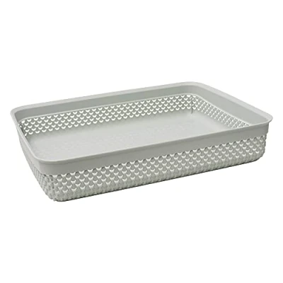 Image of JVL Droplette Design Plastic Storage Tray, 4.7L, 7 x 35 26cm Approx, Grey, One Size