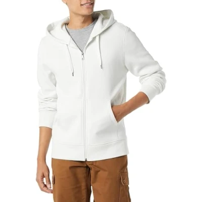 Image of Amazon Essentials Men&#039;s Full Zip Fleece Hoodie (Available in Big &amp; Tall), White, S