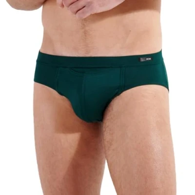 Image of HOM Men&#039;s Slip Confort HO1 Tencel Soft Briefs, Vert foncé, S