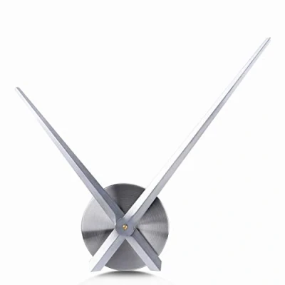 Image of Lafocuse Silver Metal Long Hands Wall Clock for Living Room Modern, Large Kitchen Clocks Frameless DIY Silent Movement Mechanism Battery Operated Quartz Decorative Office Bedroom