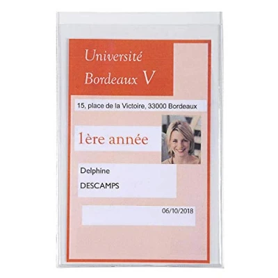 Image of Exacompta Ref 5392E PVC Student Card &amp; Identification Protective Sleeve 75 x 120mm in Size, 2mm to Withstand Everyday Use, 2 Viewing Faces Pack of 10