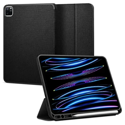 Image of Spigen Urban Fit Case Compatible with iPad Pro 11 inch (2021/2020/2018 Model) pencil holder/Stand/Auto Sleep/Wake Function/TriFold Stand Black