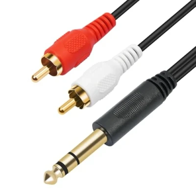Image of SiYear Gold plated 6.35mm 1/4 inch Male TRS Stereo Plug to 2 RCA Phono Audio Y Splitter Cable,Connector Wire Cord 5FT(1.5M)