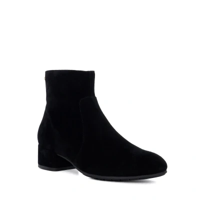 Image of Dune Ladies PARDY Suede Low Heel Boots Size UK 5 Block Ankle Black
