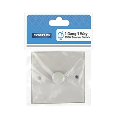 Image of STATUS Single Dimmer Light Switch 250W White Plastic 1 Gang Way S250WDS3