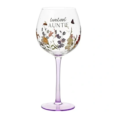 Image of Widdop and Co The Cottage Garden Floral Gin Glass Loveliest Auntie