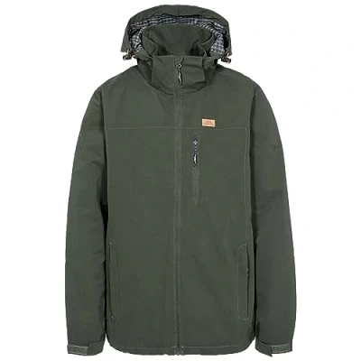 Image of Trespass Men&#039;s Weir Waterproof Rain Jacket With Concealed Hood, olive, L UK