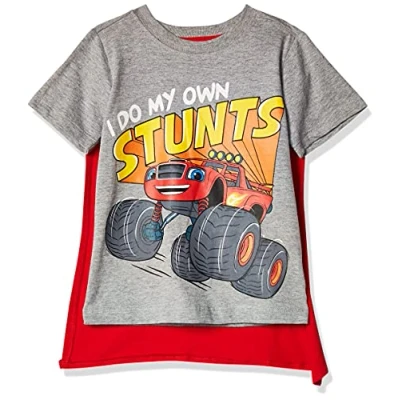 Image of Nickelodeon Boys&#039; Blaze and The Monster Machines Cape T Shirt, Heather Grey, 4 Years