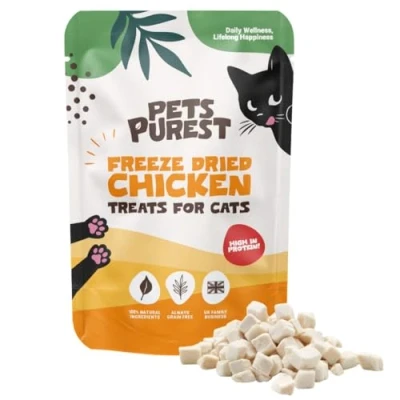Image of Pets Purest Chicken Cat Treats, 100% Freeze Dried High Protein Low Fat &amp; Kitten Treats 50g