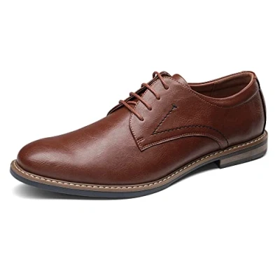 Image of Bruno Marc Mens Dress Shoes Classic Oxfords Lace up for Men Business Wedding,Size 9,Brown,SBOX2215M E