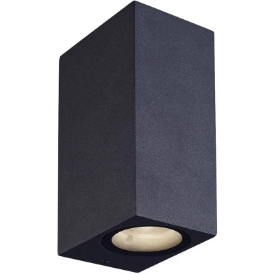 Image of Lucande LED outdoor wall light Tavi, height 15 cm, black
