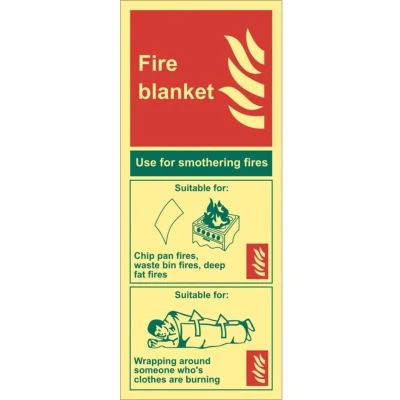 Image of Sitesafe Fire Blanket Photoluminescent Rigid PVC Sign 82 x 202mm