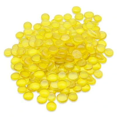 Image of ARSUK Decorative Glass Pebbles, Stones Beads Rounded, Stones, Gems Mosaic Tiles for Vases Craft Garden Bowls Fish Tank (170 180 pcs/955gm Yellow Pebbles)