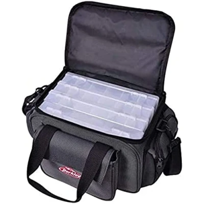 Image of Berkley Ranger Luggage Fishing Bags with Tackle Boxes and Spacers Non Corrosive Zipslides, Medium Midi, Grey