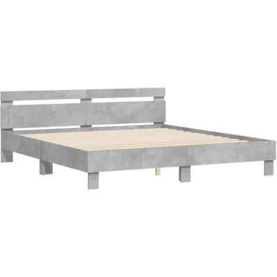 Image of vidaXL Bed Frame with Headboard Concrete Grey King Size Engineered Wood
