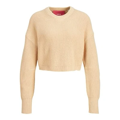 Image of JJXX Women&#039;s Jxcarlota Ls Twist Cropped Cn Knit Sweater, Beige, M