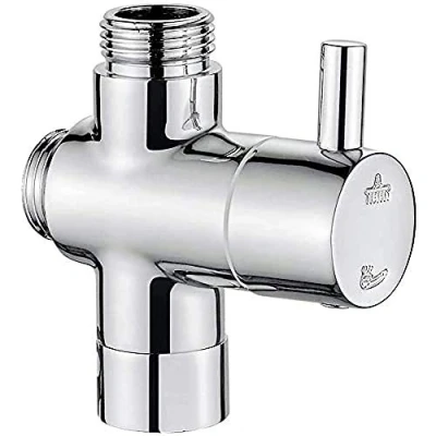 Image of Ibergrif M92201 3 Way Shower Arm Diverter Valve Component, Brass Bathroom Universal Head Splitter Inlet(G3/4) and Two Outlets(G3/4 &amp; G1/2) for Hand Held Showerhead Fixed Spray Head, Chrome