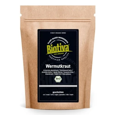 Image of Biotiva Wormwood Tea Organic 250g Artemisia Absinthium 100% pure Bottled and controlled in Germany (DE ÖKO 005)