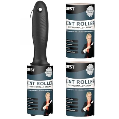 Image of iBest UK Lint Rollers For Pet Hair, Clothes, Carpet Sticky Flint Fluff Dust Remover Pack of 3 Reusable Refills (100 Sheets)