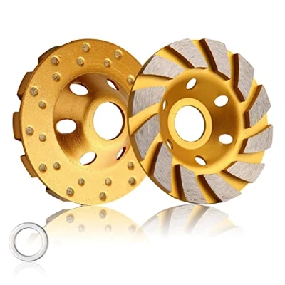 Image of 4 Inch Concrete Stone Ceramic Turbo Diamond Grinding Cup Wheel,12 Segs Heavy Duty Angle Grinder Wheels for (Yellow)