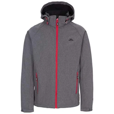 Image of Trespass Rafi, Dark Grey Marl, M, Waterproof Softshell Jacket with Removable Hood for Men, Medium,