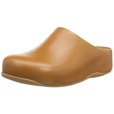 Image of Fitflop Women&#039;s shuv Leather Clog, Light Tan, 8 UK
