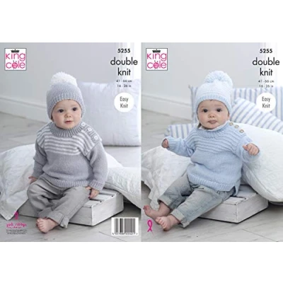 Image of King Cole 5255 Knitting Pattern Baby Child Sweaters and Hats in Big Value DK