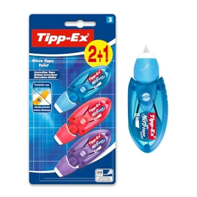 Image of Tipp Ex Micro Tape Twist Assorted Colours (Value Pack of 2, Plus 1 Free)