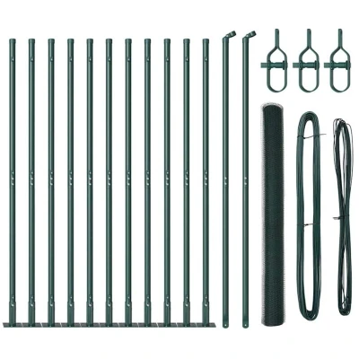 Image of vidaXL Hexagon Fence Green 1.4x25 m Steel