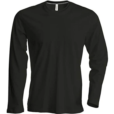 Image of Kariban NoTrash2003 Long Sleeved Crew Neck T Shirt, Easy to Wear in 20 Colours and Sizes S, M, L, XL, 2XL, 3XL 4XL Black XXXX Large