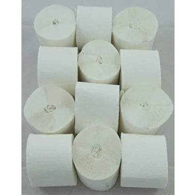 Image of 12 White Crepe Paper Streamers 45mm x 10meters Many uses as Decorations, Marketing Tools, Great Favourite with Schools and The Craft Industry