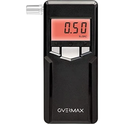Image of Overmax AD 06 Professional Breathalyser Precise Alcohol Test with Electrochemical Sensor Quick 5s Readiness Colour LCD Audio Alerts 10 Mouthpieces &amp; 24Month Free Calibrations Accuracy ±0.05‰