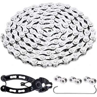 Image of YBEKI Bike Chain 6/7/8 Speed Bicycle 1/2 x 3/32 Inch 116 Links with 3 and Link Plier