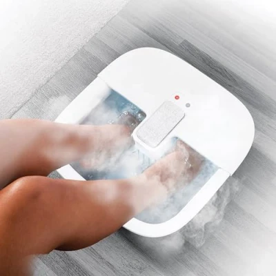 Image of Sharper Image Soothing Foot Massager Heated Bubble Home Spa Massaging Soak Bath