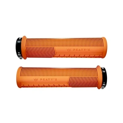 Image of Peaty&#039;s Monarch Grips Orange/Mushroom/Thin Trail Comfort, Durable, Ergonomic Finger Bars, Support Thumb Pad, All Day Riding, Weather &amp; Terrain, MTB Enduro Downhill Ebike Mountain Bike