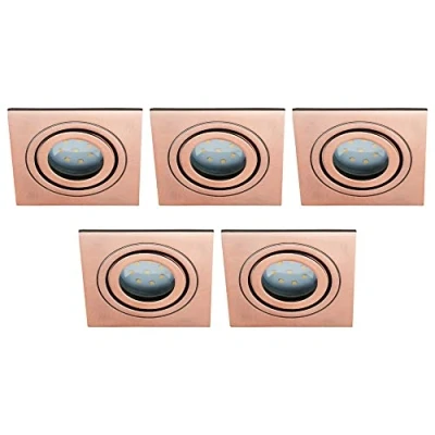 Image of LITECRAFT Recessed Downlight Square Tiltable Ceiling Spotlight in Brushed Copper 5 Pack