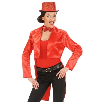 Image of Tailcoat Red Satin Womens Costume Large for Hardy Hollywood Film Fancy Dress
