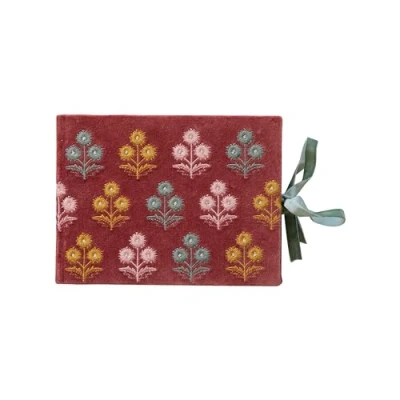 Image of Creative Co Op Embroidered Cotton Velvet Journal, Multicolor