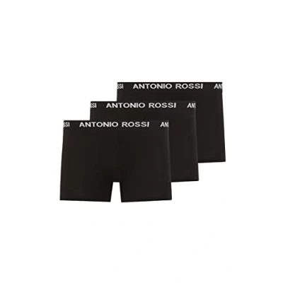 Image of ANTONIO ROSSI (3/6 Pack) Men&#039;s Fitted Boxer Hipsters Mens Boxers Shorts Multipack with Elastic Waistband Cotton Rich, Comfortable Underwear, Black White Writing (3 Pack), XL