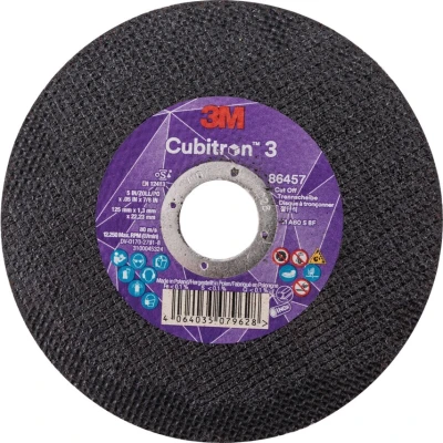 Image of 3M Cubitron 3 Cut Off Wheel, 86457, 60+, T41, 125 mm x 1.3 22.23 mm, EN, 25/Pack