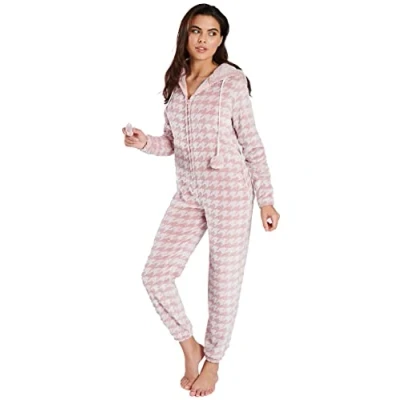 Image of Undercover Ladies Houndstooth Onesie 791222 Pink L