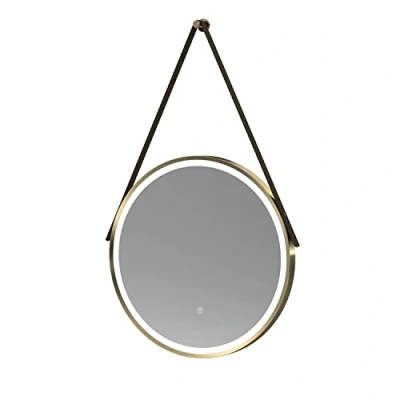 Image of nuie LQ712 Salana Modern Bathroom Wall Hung Framed LED Touch Sensor Mirror, Brushed Brass