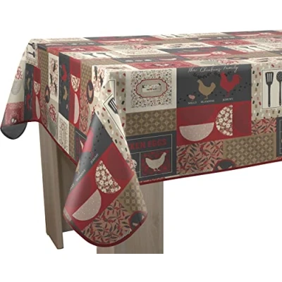 Image of Le linge de Jules Stain Resistant Rectangular Tablecloth 150cm x 300cm Red