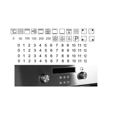 Image of Cooker Symbol Sticker Set for the Labelling Smudged Sign Renew (RP44) (6 mm, Black Signs on Transparent Background)