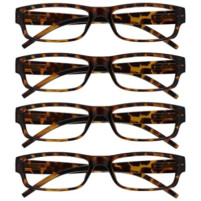 Image of The Reading Glasses Company Brown Tortoiseshell Lightweight Comfortable Readers Value 4 Pack Designer Style Mens Womens UVR4PK032BR +3.00