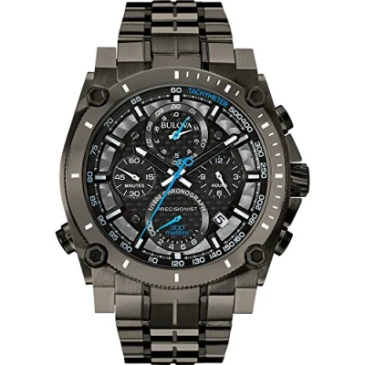 Image of Bulova Precisionist Chronograph Men&#039;s UHF Watch with Black Dial and Stainless Steel Bracelet 98B229